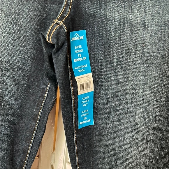 Girls Size 18 Super Skinny Stretch High Rise Dark blue Jeans NWT snap front - Picture 8 of 10